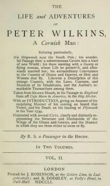     Life And Adventures Of Peter Wilkins, Vol. I. (of II.)